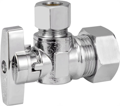 Heavy Duty Angle Stop Valve 1/2" Nom (5/8" OD) Comp x 3/8" OD Comp, 1/4-Turn Operation, High quality V1258-DP02-C-2764