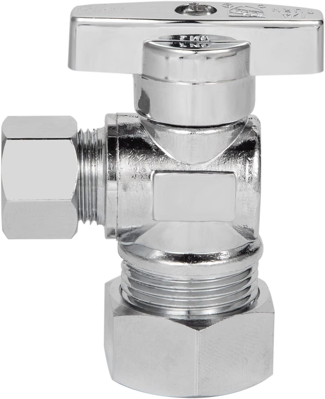 Heavy Duty Angle Stop Valve 1/2" Nom (5/8" OD) Comp x 3/8" OD Comp, 1/4-Turn Operation, High quality V1258-DP02-C-2764