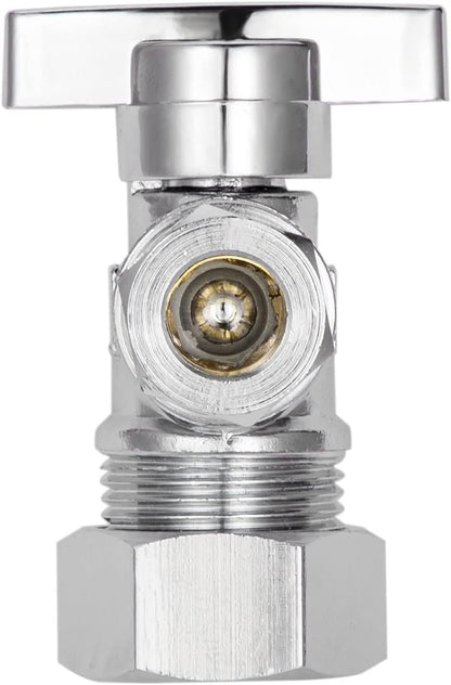 Heavy Duty Angle Stop Valve 1/2" Nom (5/8" OD) Comp x 3/8" OD Comp, 1/4-Turn Operation, High quality V1258-DP02-C-2764