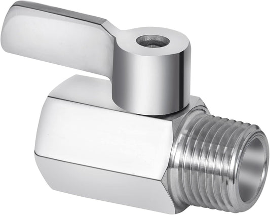 Shower Head Shut Off Valve, 304 Stainless Steel Mini Ball Valve NPT Thread(1/2" Male x 1/2"Female),Shower V1258-DP02-C-2767