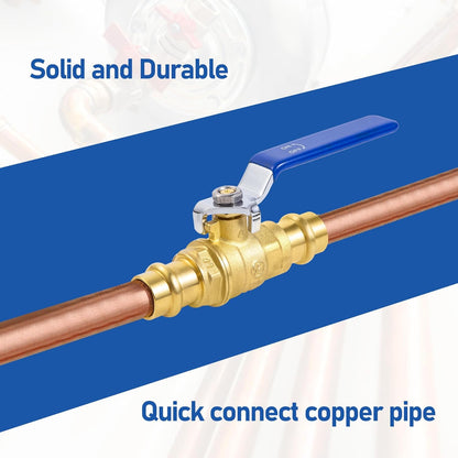 1/2" Press Ball Valve, Lead-Free Press into 1/2"Copper Tubing Connection with EPDM O-ring V1258-DP02-C-2768