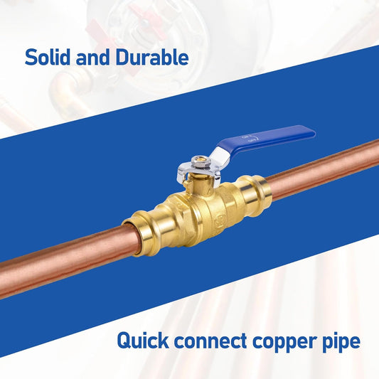 3/4 in Lead-Free Press Ball Valve,Press into 3/4"Copper Tubing Connection with EPDM O-ring V1258-DP02-C-2770