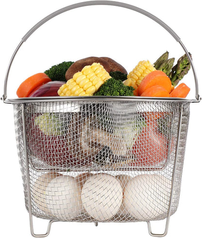 Steamer Basket for Instant Pot Accessories 6 qt or 8 quart - 2 Tier Stackable 18/8 Stainless Steel Mesh - V1258-DP02-C-2778