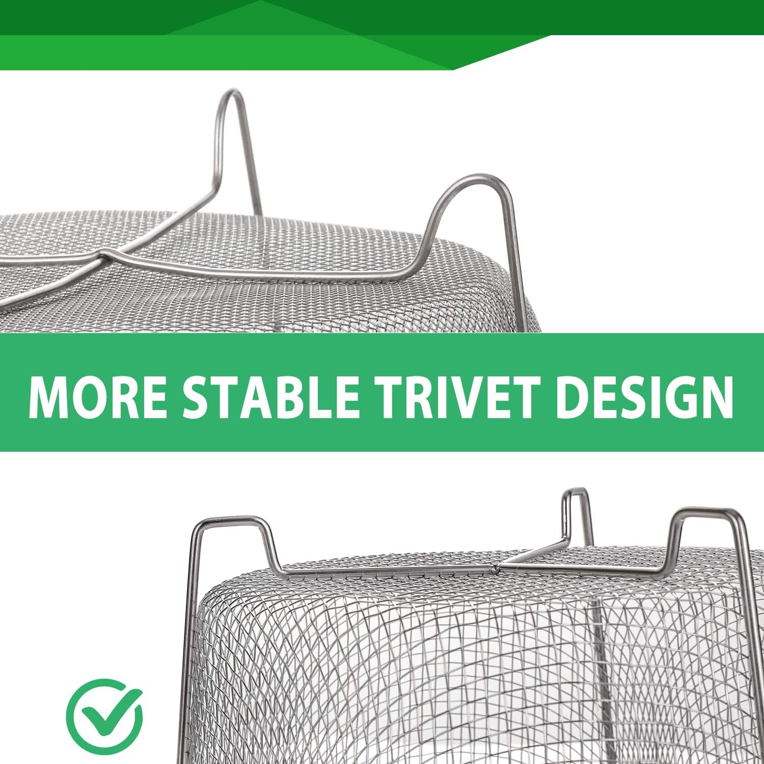Steamer Basket for Instant Pot Accessories 6 qt or 8 quart - 2 Tier Stackable 18/8 Stainless Steel Mesh - V1258-DP02-C-2778
