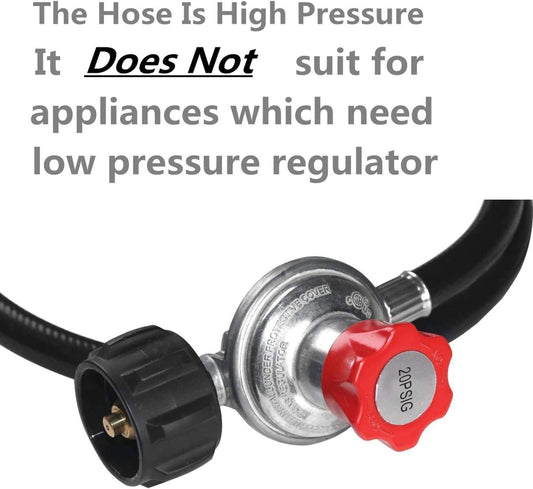 5 feet 0-20 PSI Adjustable High Pressure Propane Regulator with Hose for QCC1/Type1 Propane Tank Cylinder V1258-DP02-C-278