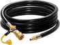12 feet Low Pressure Propane RV Quick Connect Extension Hose, 1/4" Safety Shutoff Valve & Male Full Flow Plug V1258-DP02-C-279