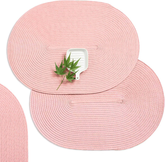 Placemats Set of 6 for Dining Table Washable Woven Non-Slip 18x12 inches Placemat Heat-Resistant Durable V1258-DP02-C-2790