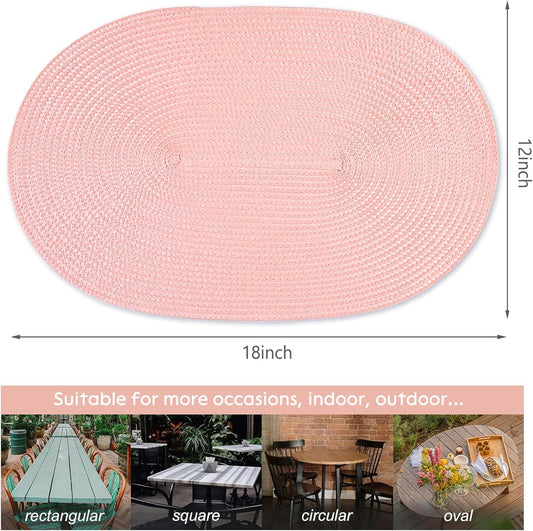Placemats Set of 6 for Dining Table Washable Woven Non-Slip 18x12 inches Placemat Heat-Resistant Durable V1258-DP02-C-2790