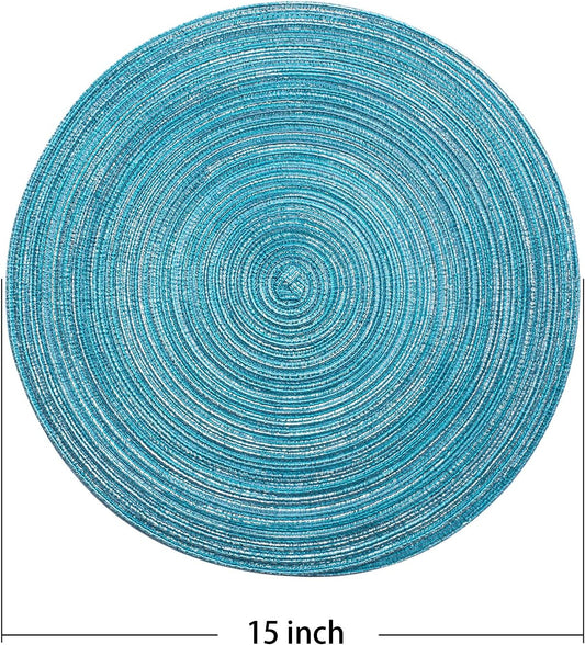 Round Braided Placemats Set of 6 Round Table Mats for Dining Tables Natural Woven Heat Resistant Place mats V1258-DP02-C-2793