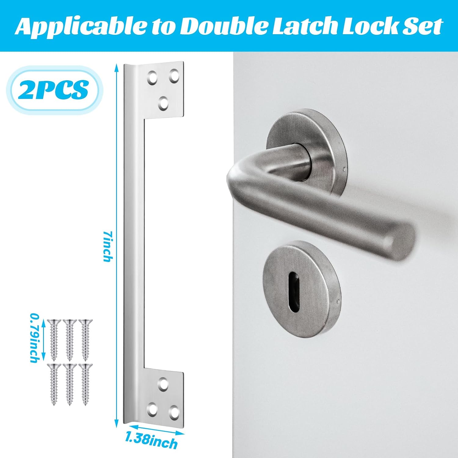 2 Pcs Door Latch Guard Plate 7 Inch Outswing Angle Latch Protector Shield L Shaped Security Reinforcement V1258-DP02-C-2799