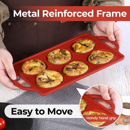 Silicone Muffin Top Pan & Metal Frame Round Egg Baking Pan V1258-DP02-C-28