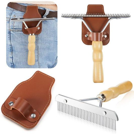 1 Set Cattle Show Comb Brush Holder Livestock Supplies for Cattle Horse Grooming Brush Show Comb with Wood V1258-DP02-C-2805