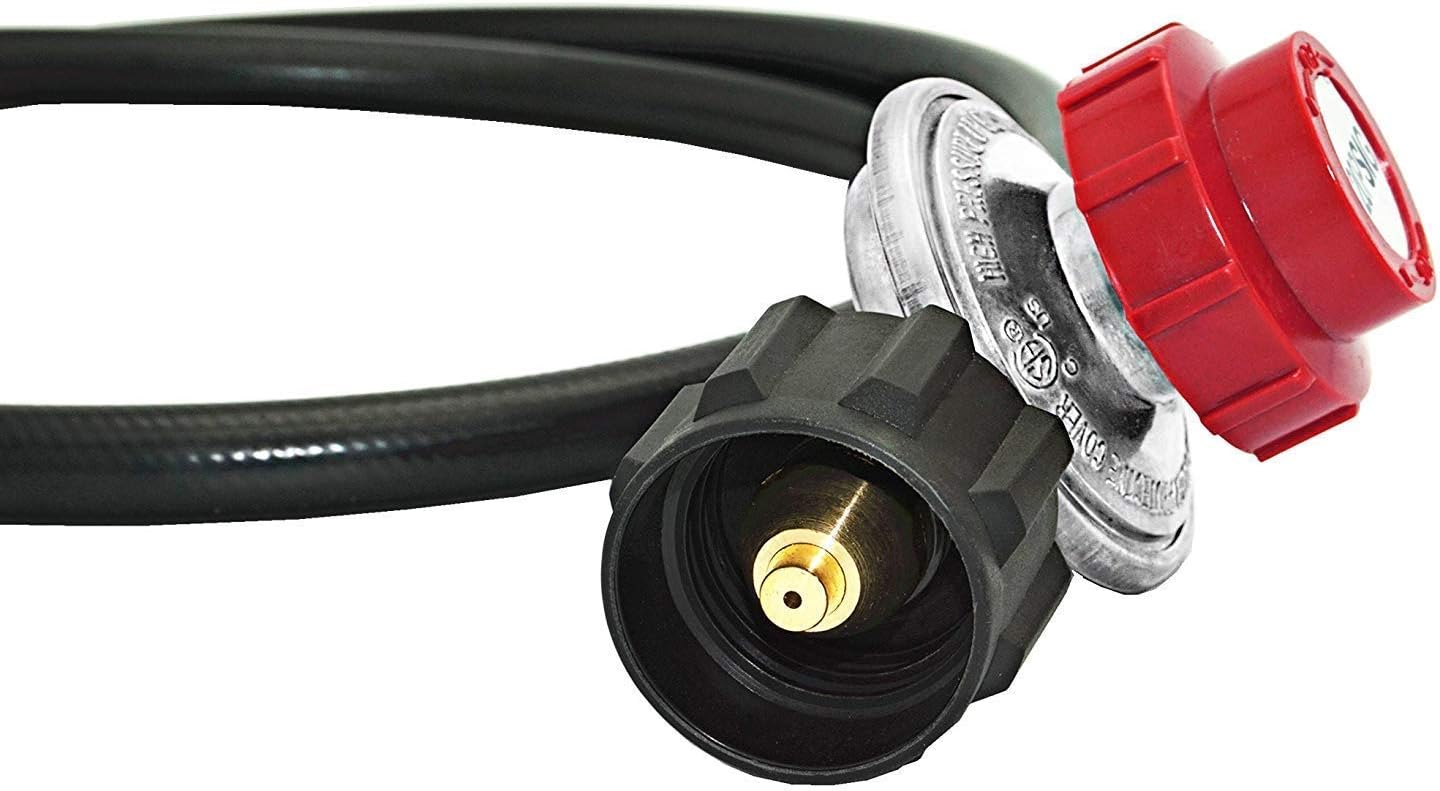 4 FT 0-30 PSI Adjustable High Pressure Propane Regulator and Hose with Gauge, Fits for Grill Burner Turkey V1258-DP02-C-281