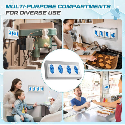 2 Pack Glove Box Holder/Dispenser Stainless Steel Quad Wall Mounted Glove Box Organizer,10"H x 21"W x 3 3/4"D V1258-DP02-C-2817