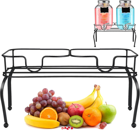 Metal Beverage Dispenser Stand for Parties Double Drink Stand Dispenser Holder Stand for Glass Jar Bottles(1 V1258-DP02-C-2819