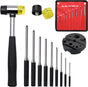 Pin Punch Set, 14pcs Removing Repair Tools, including Universal Block, Pin Punches and Hammer V1258-DP02-C-284