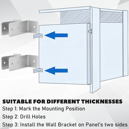 8 Set L-shaped Urinal Screen Brackets Polished Chrome 2-ear 3.5'' Long for All Panel Thicknesses with V1258-DP02-C-2855