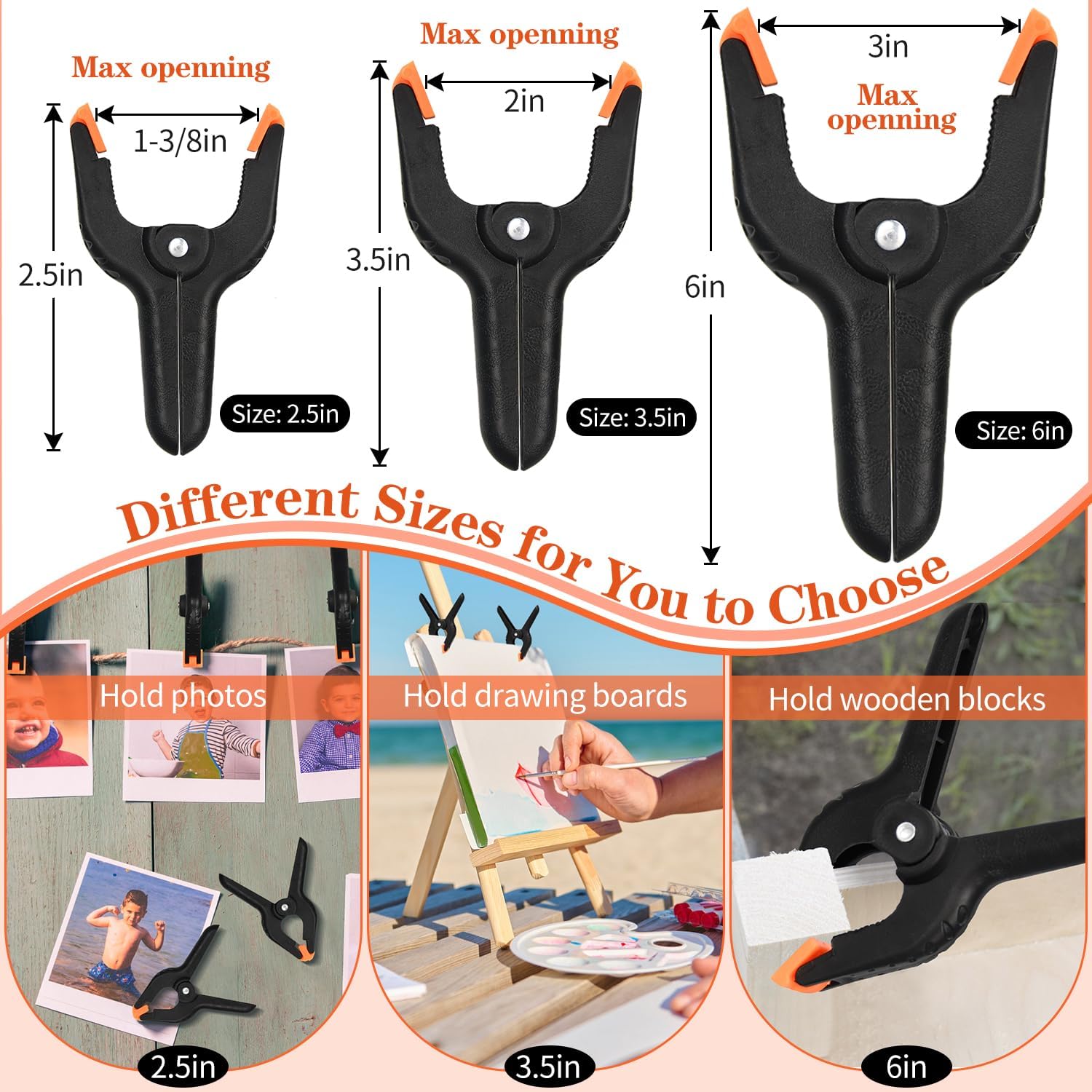 12 Pack 6 Inch Plastic Spring Clamps, for Crafts, Woodworking, Backdrop Stand, Photography, Home Dec V1258-DP02-C-286