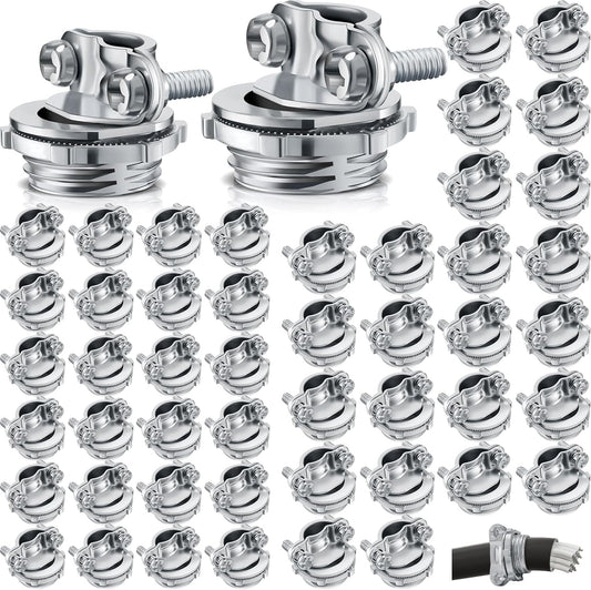 50 Pcs 3/4 Inch 1/2 Inch Cable Connectors, Clamp Type Cable Connectors Conduit Clamp for Electric Wires V1258-DP02-C-2865