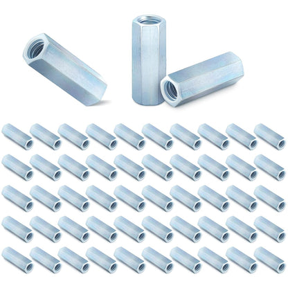 50 Pcs Coarse Coupling Nuts 3/8''-16, Zinc Plated Carbon Steel V1258-DP02-C-2872