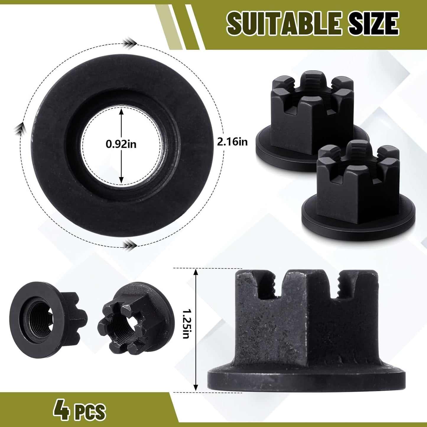 4 Pcs 501110 Rotary Cutter Castle Nut Compatible with King Kutter Rotary Cutter Gearbox 1"-14 Fine Thread V1258-DP02-C-2875