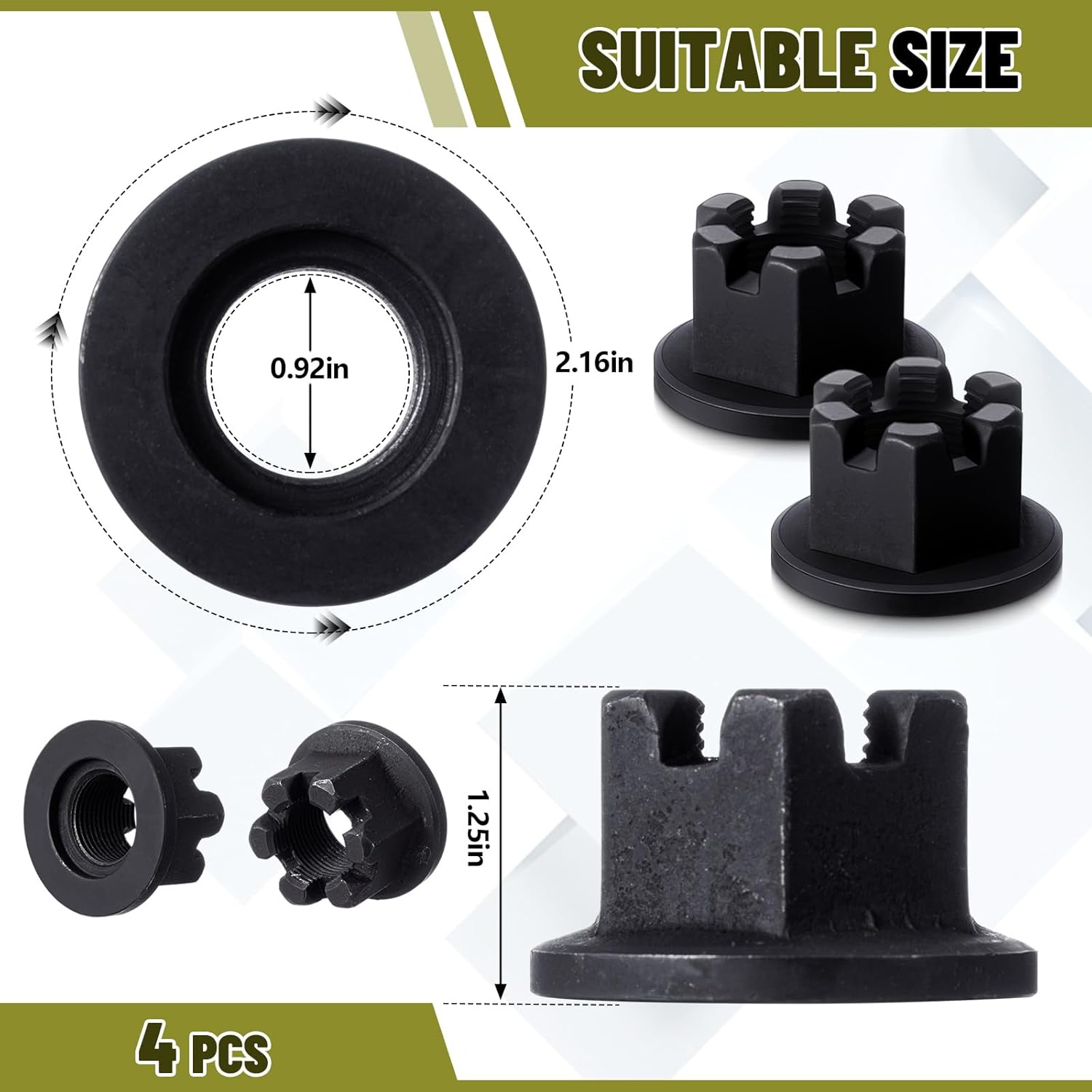 4 Pcs 501110 Rotary Cutter Castle Nut Compatible with King Kutter Rotary Cutter Gearbox 1"-14 Fine Thread V1258-DP02-C-2875