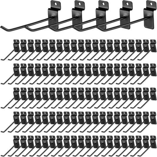 200 Pcs 6 Inches Slatwall Hooks Accessories Black Slat Wall Hanging Hangers Metal Retail Hooks Shelf Brackets V1258-DP02-C-2881