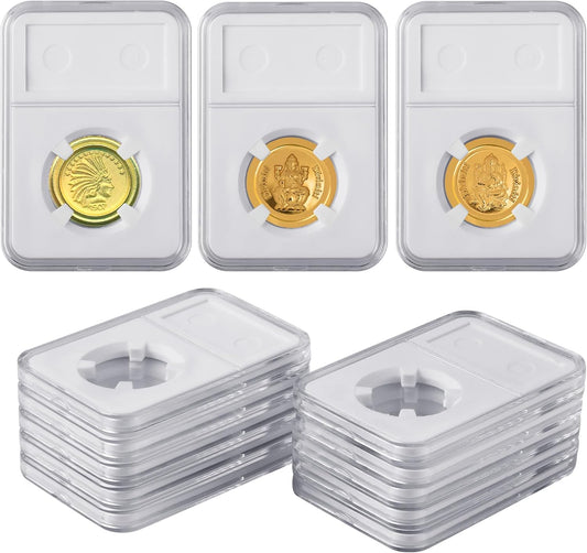 10-Pack 18mm Coin Slab Display Holder, Clear Acrylic Storage Case for Seated Liberty, Barber, Winged Liberty V1258-DP02-C-2902