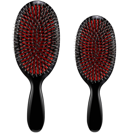 Hair Brushes, 2 Pieces Boar Bristle Hair Brushes with Nylon Quill, Natural Bristles Hair Extensions for V1258-DP02-C-291