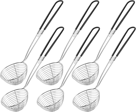 6 Pieces Hot Pot Kit Strainer Scoops Stainless Steel 2.5 Inch Mini Spider Strainer Skimmer Pasta Mesh Spoon V1258-DP02-C-292