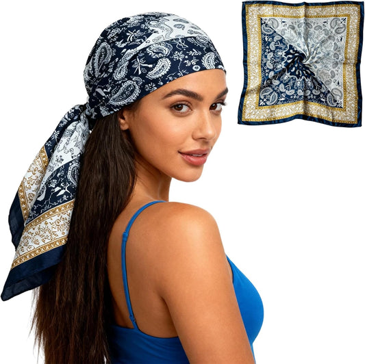 Head Scarf for Women - 35" Large Square Satin Scarf, Silk Hair Scarf for Girl's Hair & Neck Head Wrap for V1258-DP02-C-2923