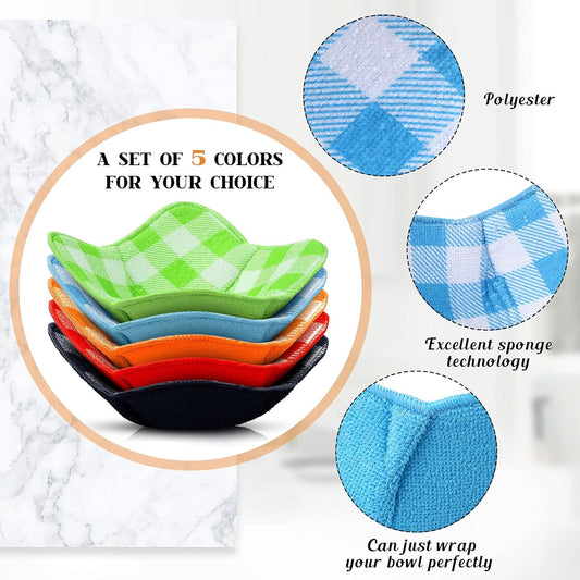5 Pieces Hot Bowl Holder Microwave Safe Bowl Cozies Multipurpose Heat Proof Plate Holder to Prevent Hand from V1258-DP02-C-294