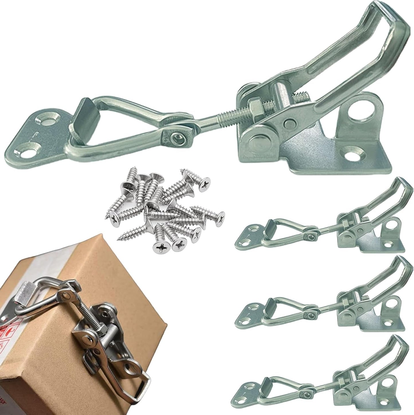 4PCS Thickened Stainless Steel Toggle Latch Clamp Adjustable Heavy Duty Pull Hasp Latches Toggle Latch Clamp V1258-DP02-C-2949