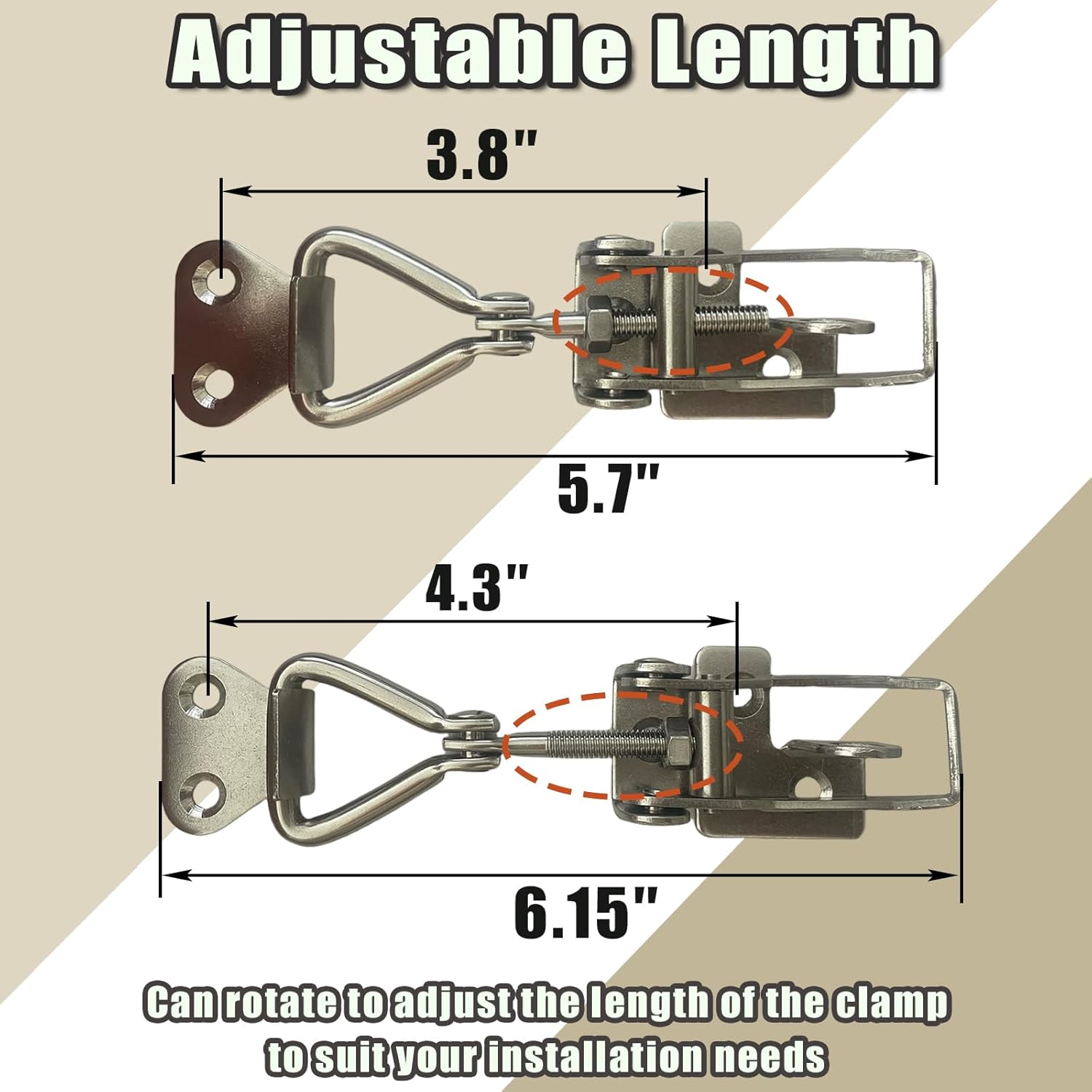 4PCS Thickened Stainless Steel Toggle Latch Clamp Adjustable Heavy Duty Pull Hasp Latches Toggle Latch Clamp V1258-DP02-C-2949
