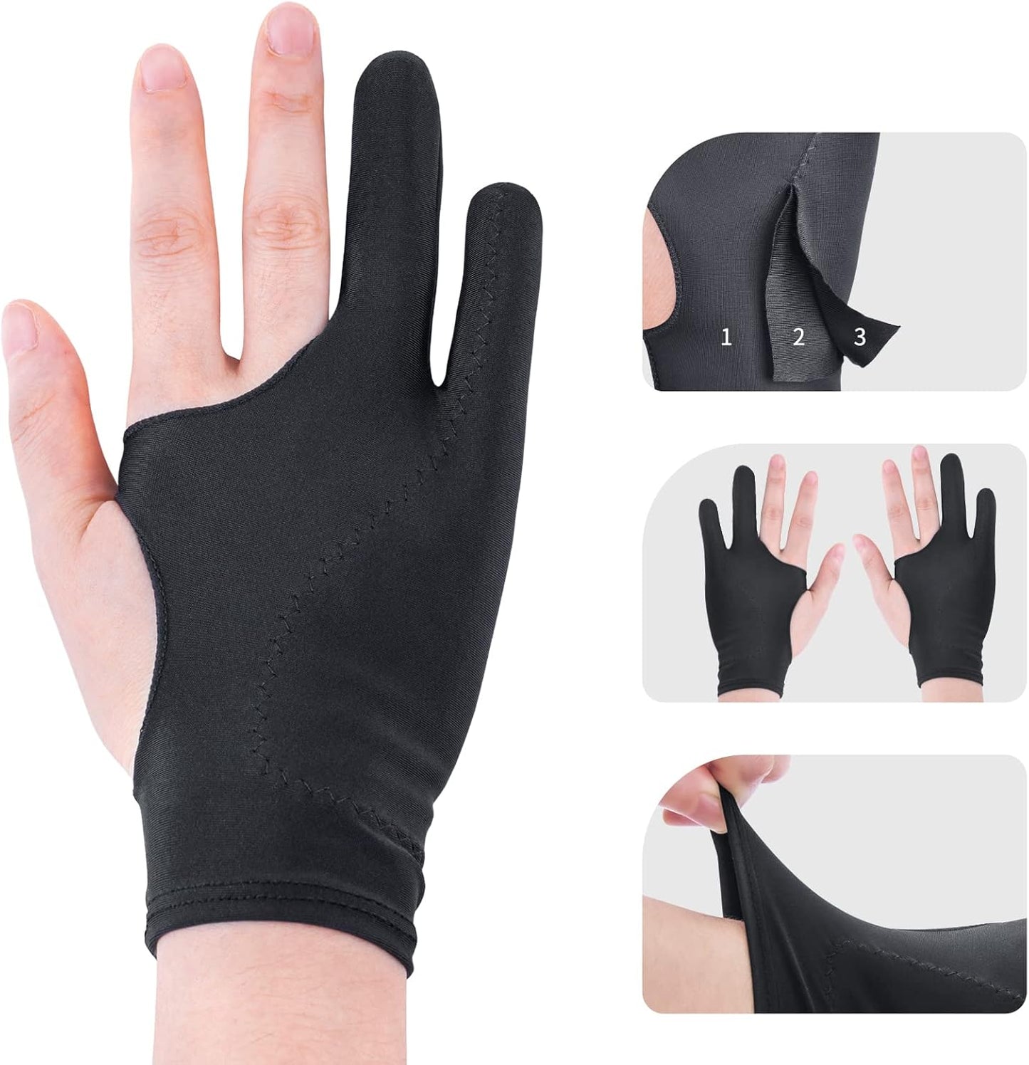 Artist Drawing Glove 3-Layer Palm Rejection [2 Pack Black and Pink] V1258-DP02-C-2959