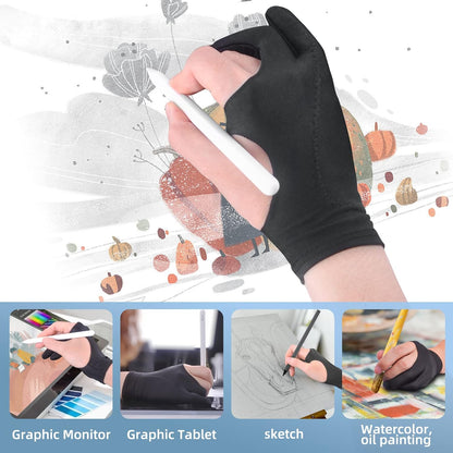 Artist Drawing Glove 3-Layer Palm Rejection [2 Pack Black and Pink] V1258-DP02-C-2959