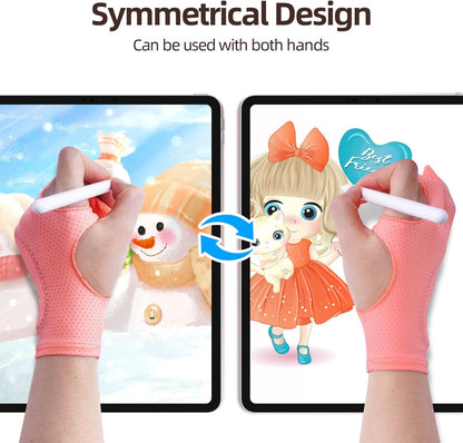 Artist Drawing Glove 3-Layer Palm Rejection [2 Pack Black and Pink] V1258-DP02-C-2959