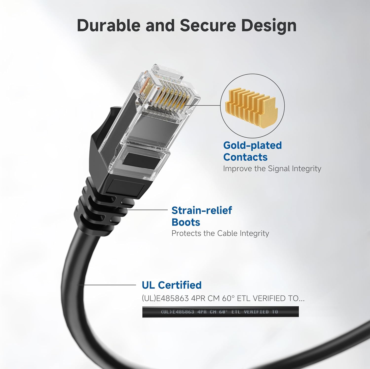 10Gbps 10-Pack Snagless Cat 6 Ethernet Cable - 10ft, Cat 6 Cable, Cat6 Cord, Ethernet Cord, Black V1258-DP02-C-2963