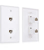 2-Pack 2-Port Ethernet Wall Plate, Cat6 Wall Plate with White RJ45 Keystone Jack, Ethernet Jack Outlet in V1258-DP02-C-2982