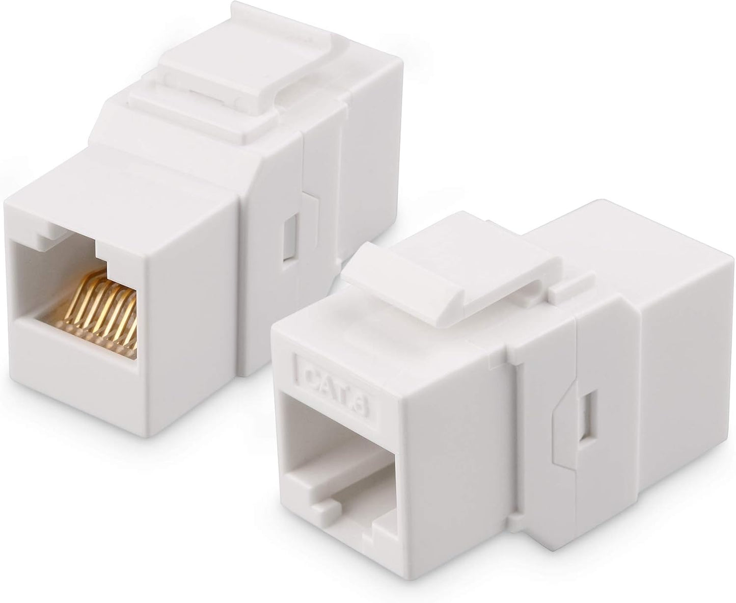 2-Pack 2-Port Ethernet Wall Plate, Cat6 Wall Plate with White RJ45 Keystone Jack, Ethernet Jack Outlet in V1258-DP02-C-2982