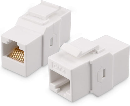 2-Pack 2-Port Ethernet Wall Plate, Cat6 Wall Plate with White RJ45 Keystone Jack, Ethernet Jack Outlet in V1258-DP02-C-2982
