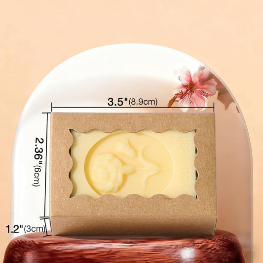 100PCS 3.5x2.36x1.2 inches Brown Soap Boxes with Window - Homemade Soap Packaging, Small Gift Boxes for V1258-DP02-C-2983
