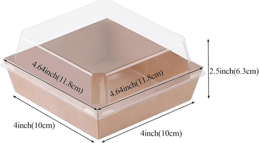 100Pack 4x4x2.5 Inches Charcuterie Boxes with Clear Lids - Bakery, Chocolate Covered Strawberries, Cupcake, V1258-DP02-C-2984