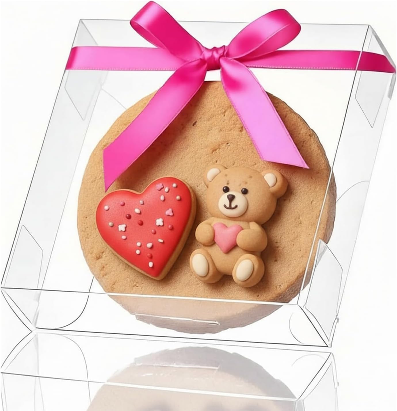 100Pcs Plastic Clear Single Treat Boxes with Full Window - 4x4x1.2inch, Dessert Box for Macarons, Donuts, V1258-DP02-C-2985