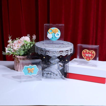 100Pcs Plastic Clear Single Treat Boxes with Full Window - 4x4x1.2inch, Dessert Box for Macarons, Donuts, V1258-DP02-C-2985