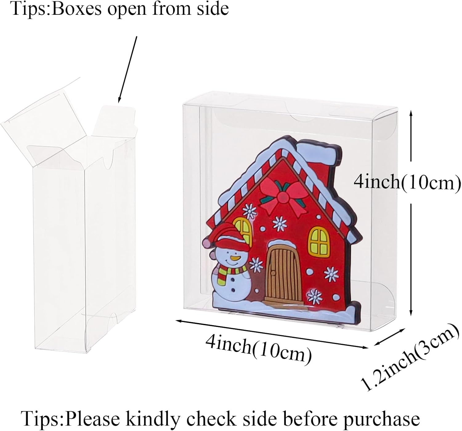 100Pcs Plastic Clear Single Treat Boxes with Full Window - 4x4x1.2inch, Dessert Box for Macarons, Donuts, V1258-DP02-C-2985