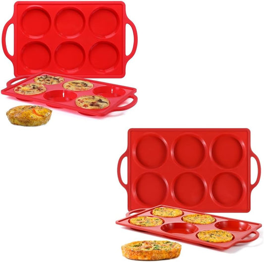 Silicone Muffin Top Pan & Metal Frame Round Egg Baking Pan V1258-DP02-C-30