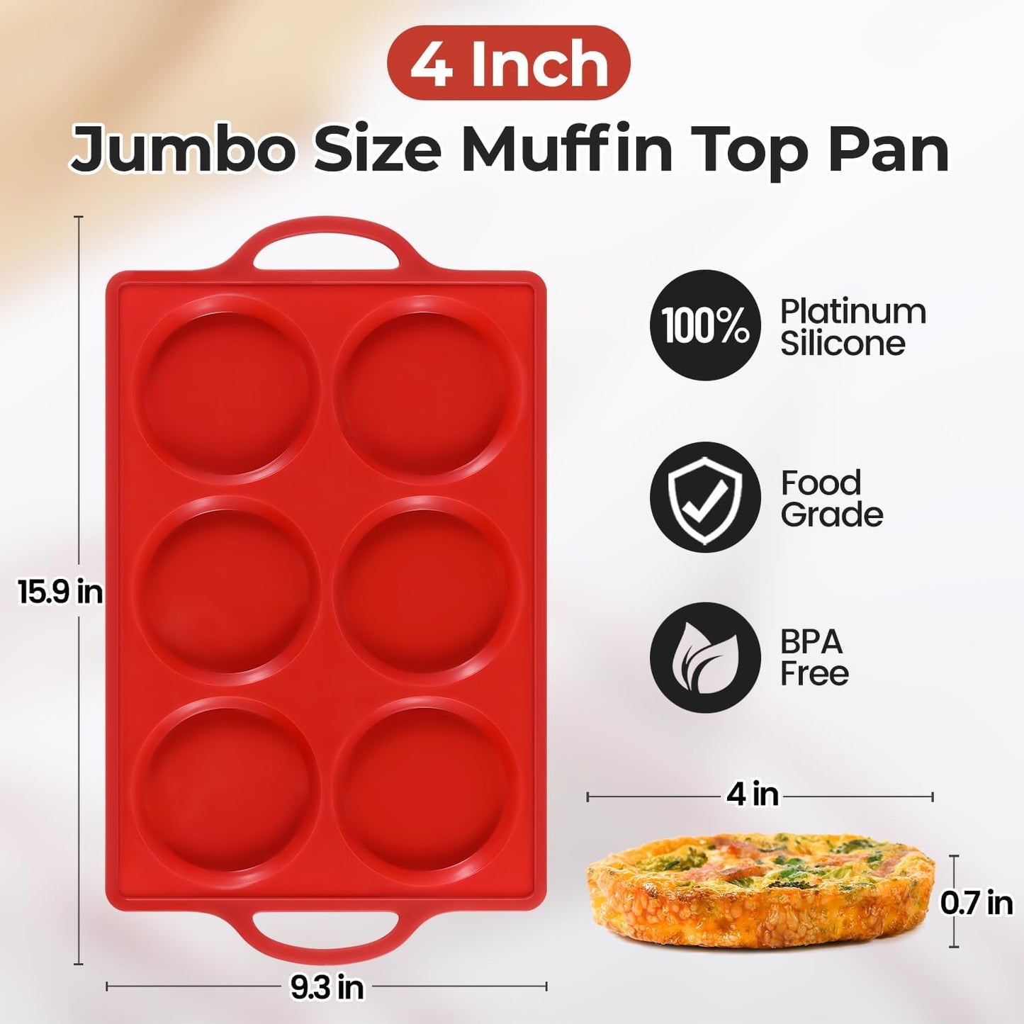 Silicone Muffin Top Pan & Metal Frame Round Egg Baking Pan V1258-DP02-C-30