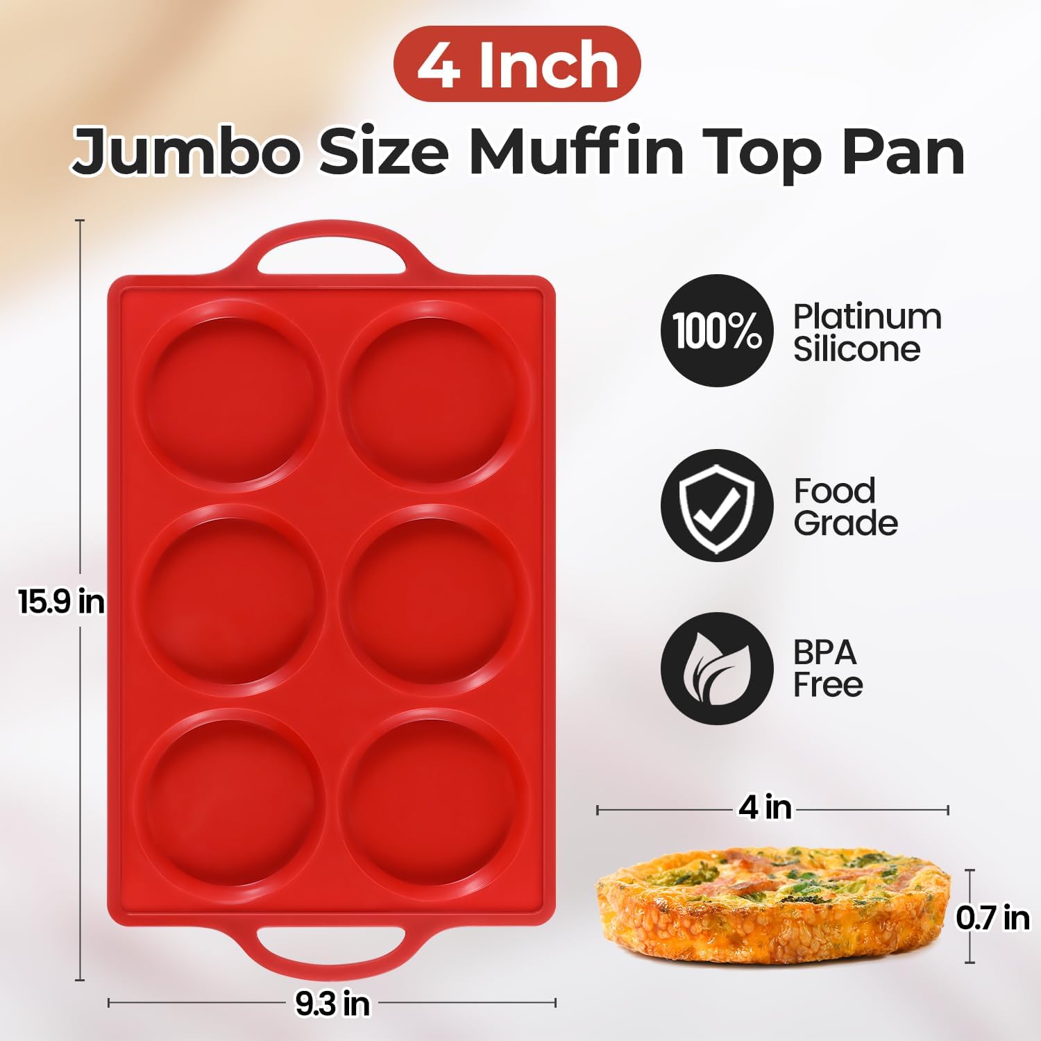 Silicone Muffin Top Pan & Metal Frame Round Egg Baking Pan V1258-DP02-C-30