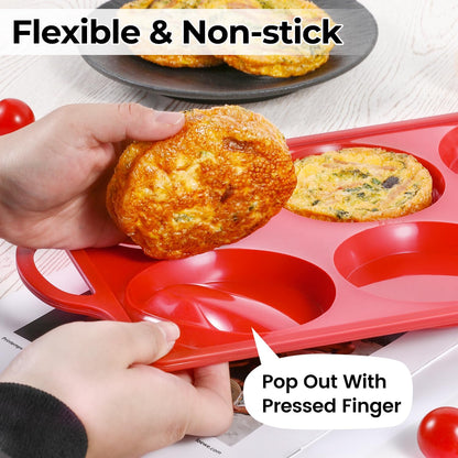 Silicone Muffin Top Pan & Metal Frame Round Egg Baking Pan V1258-DP02-C-30